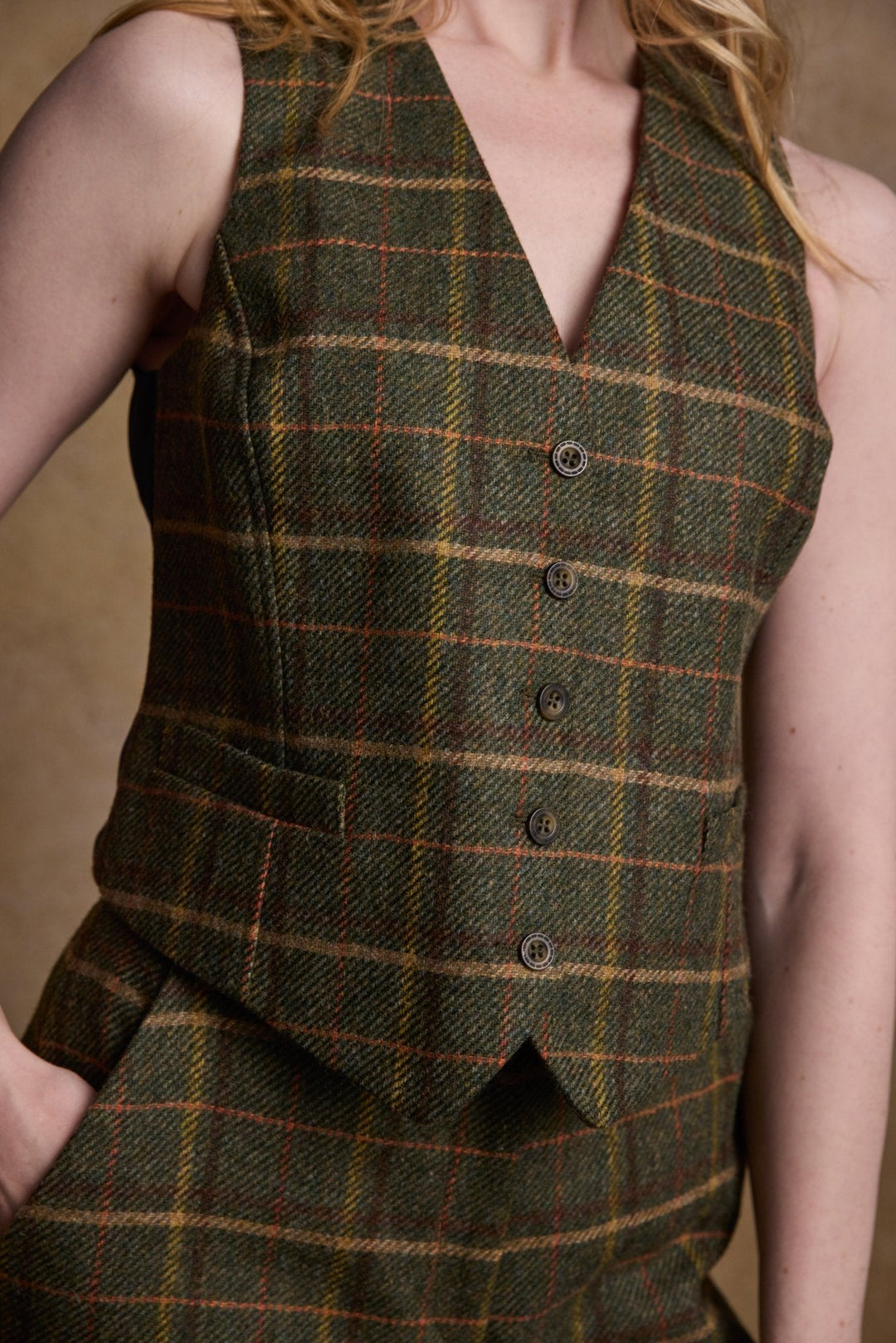 Jack Murphy Ireland - Heidi Tweed Waistcoat - Country Green Check - Tweed