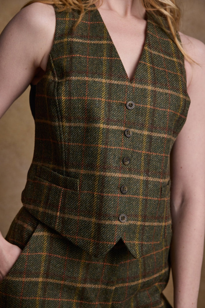 Jack Murphy Ireland - Heidi Tweed Waistcoat - Country Green Check - Tweed