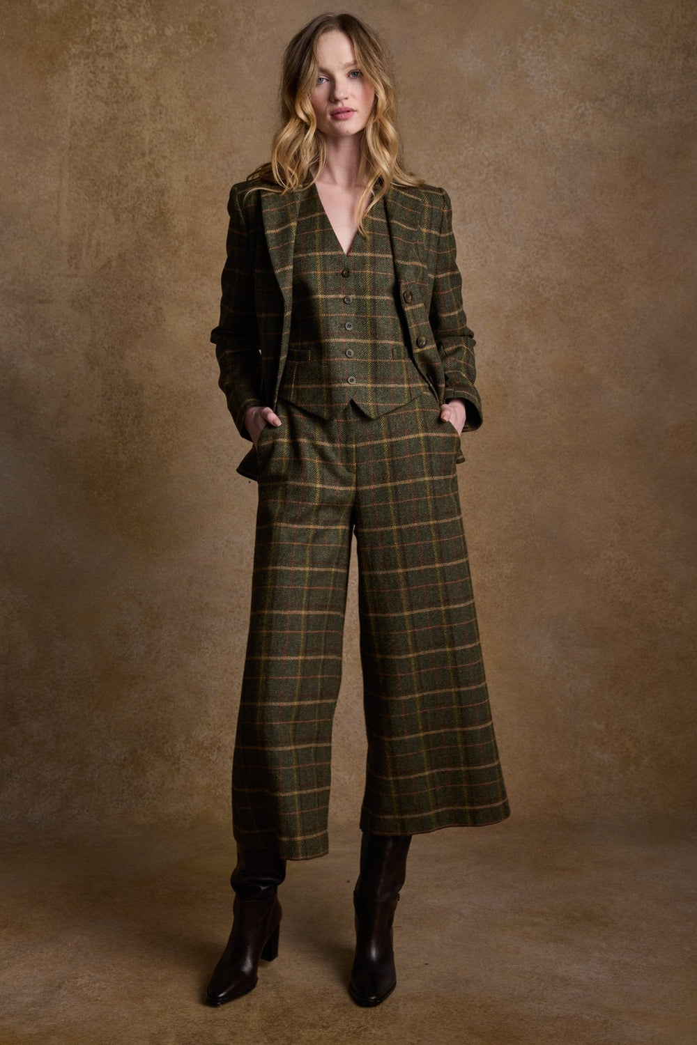 Jack Murphy Ireland - Heidi Tweed Waistcoat - Country Green Check - Tweed