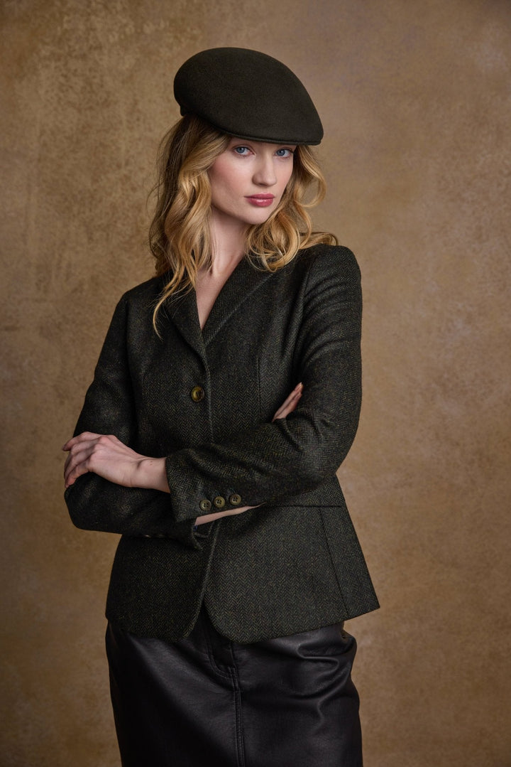 Jack Murphy Ireland - Galway Felt Flat Cap - Olive - Hats