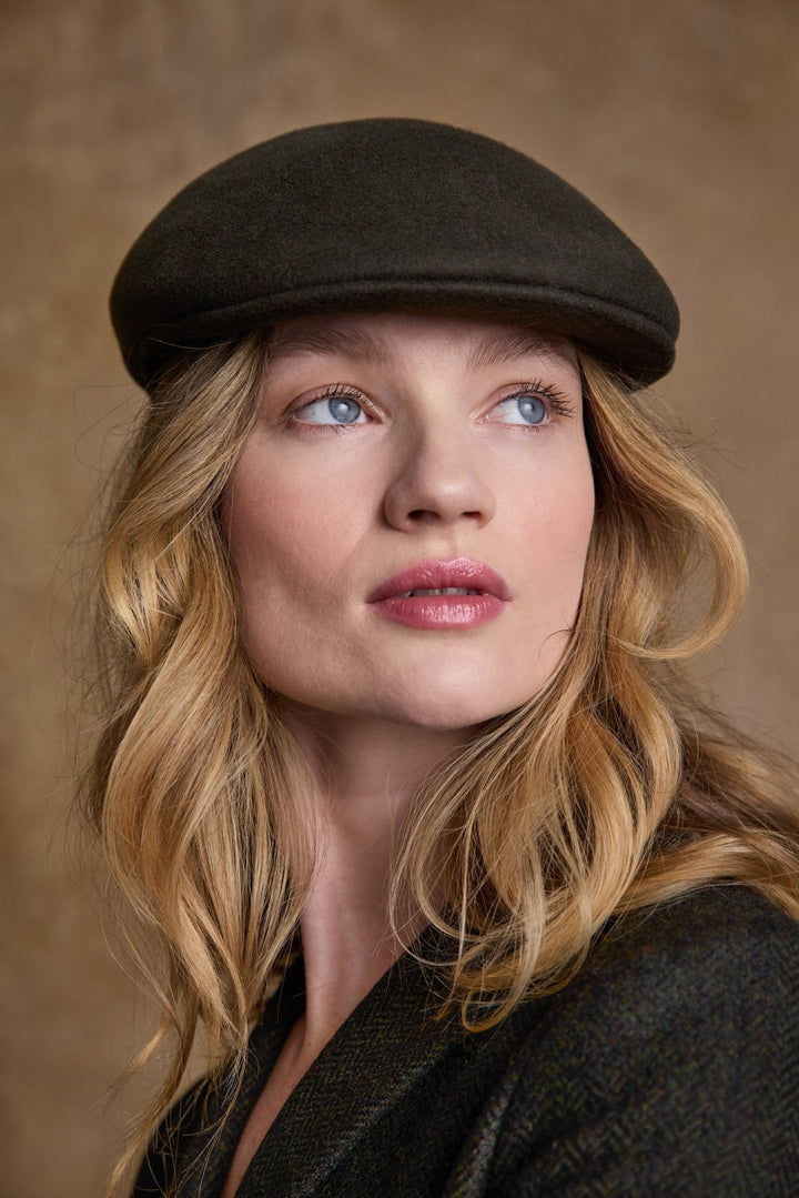 Jack Murphy Ireland - Galway Felt Flat Cap - Olive - Hats