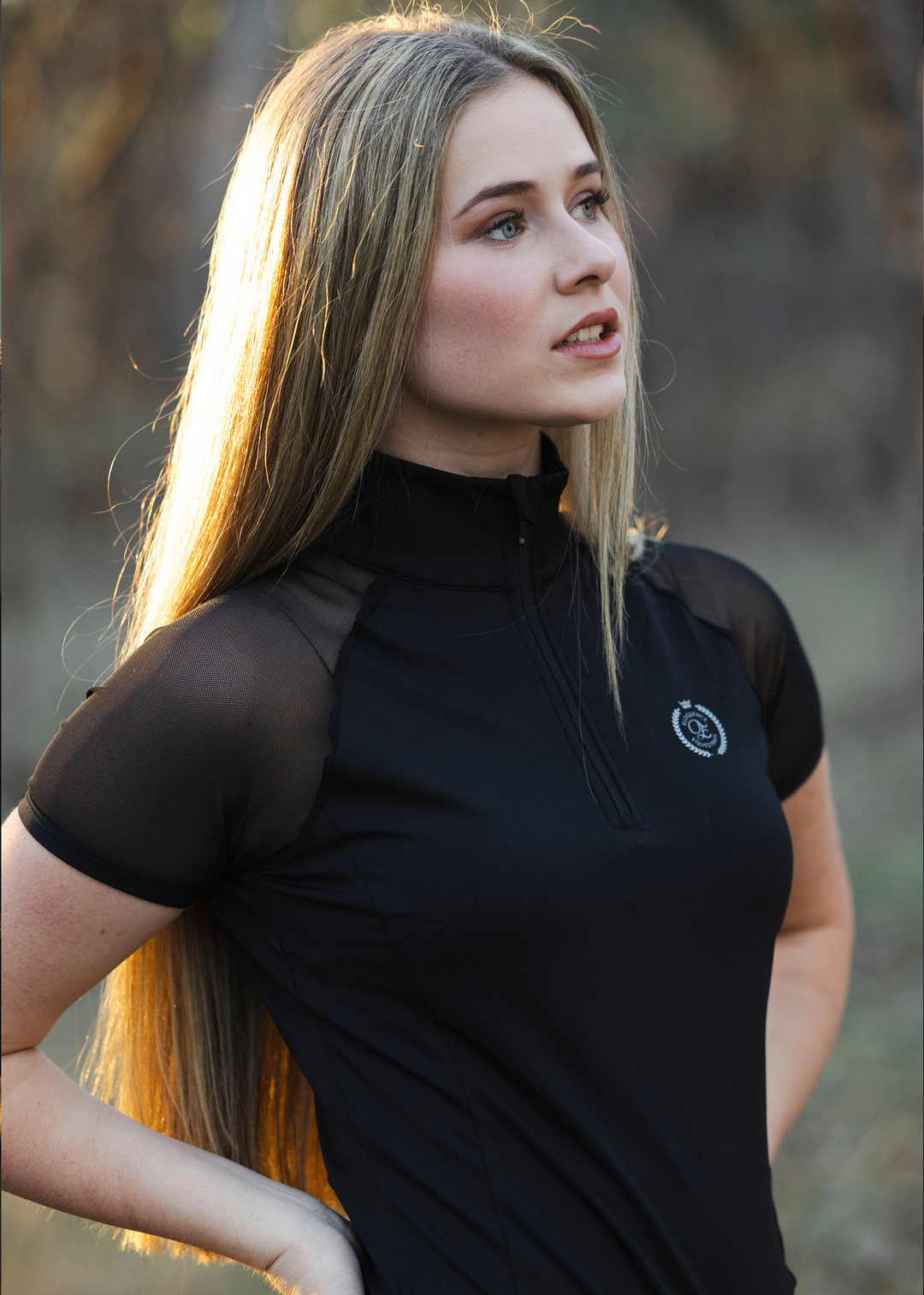 Black 'Daisy' Short Sleeve Riding Top