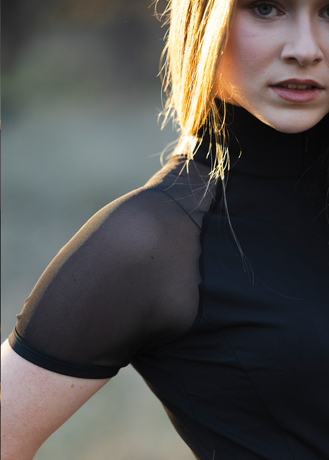 Black 'Daisy' Short Sleeve Riding Top