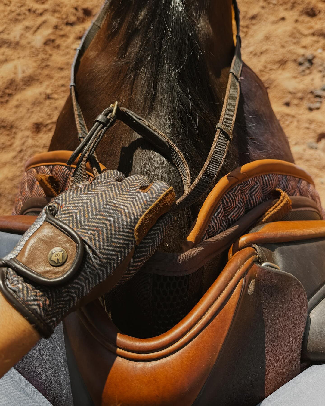 Sixteen Cypress
 Close Contact Saddle Pad, Herringbone & Cognac