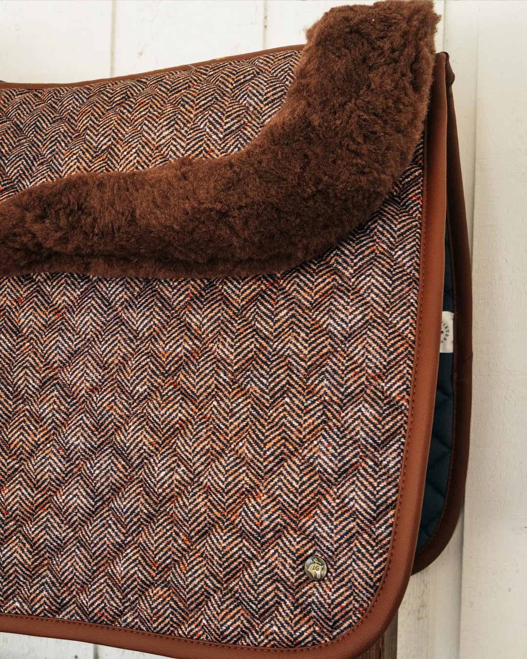 Sixteen Cypress Dressage Pad, Herringbone & Cognac