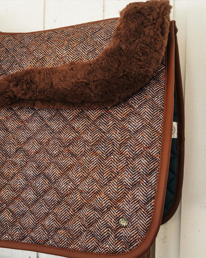 Sixteen Cypress Dressage Pad, Herringbone & Cognac