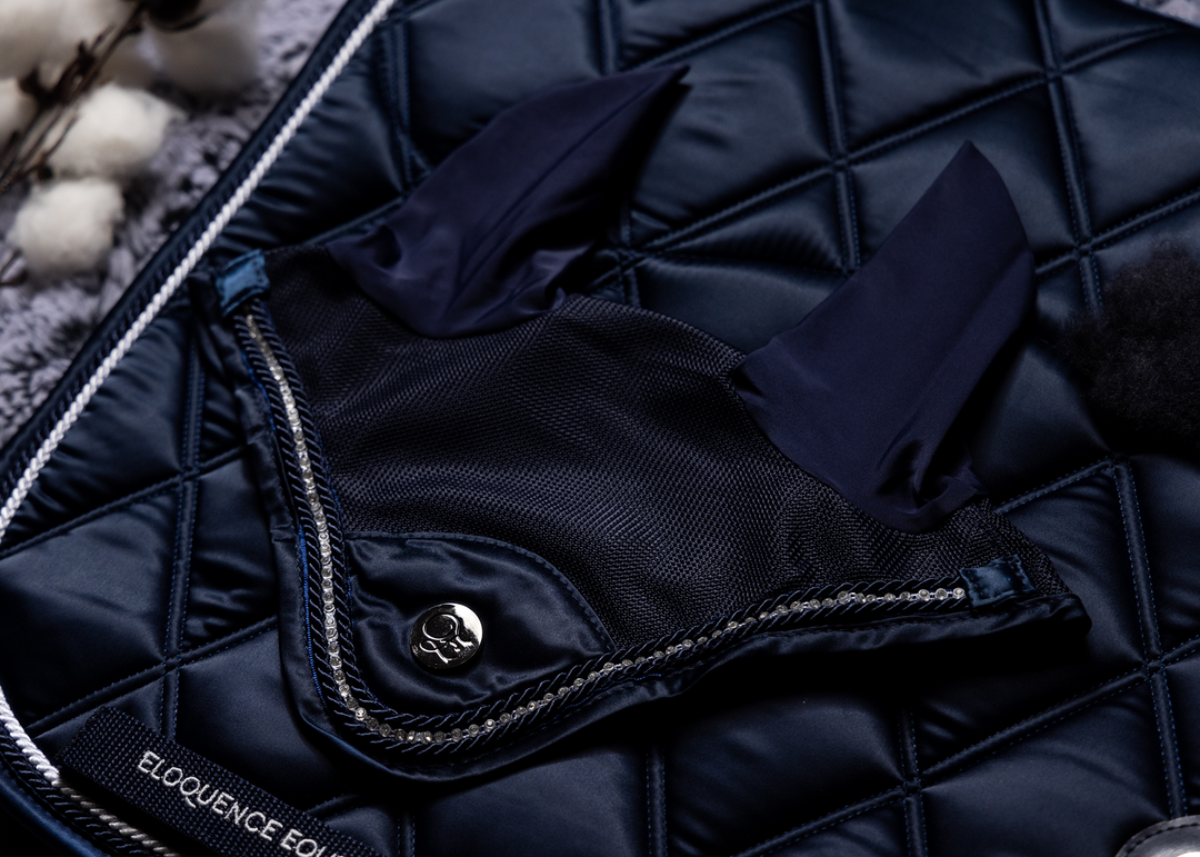 'The Prince' Navy Crystal Ear Bonnet - Ear Bonnets by Eloquence Equestrian - view 2