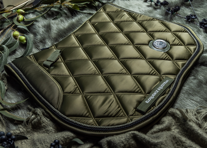 'The Majesty' Deep Olive Jump Saddle Pad - Saddle Pads by Eloquence Equestrian - view 2