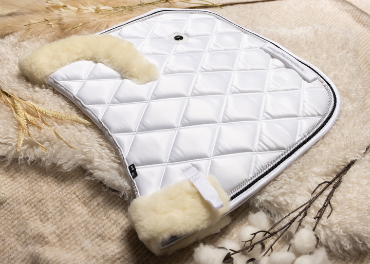 'The Princess' Merino Top Fleece White Competition Saddle Pad - Saddle Pads by Eloquence Equestrian - view 2