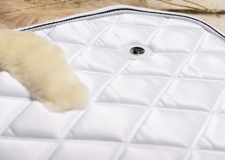 'The Princess' Merino Top Fleece White Competition Saddle Pad - Saddle Pads by Eloquence Equestrian - view 3