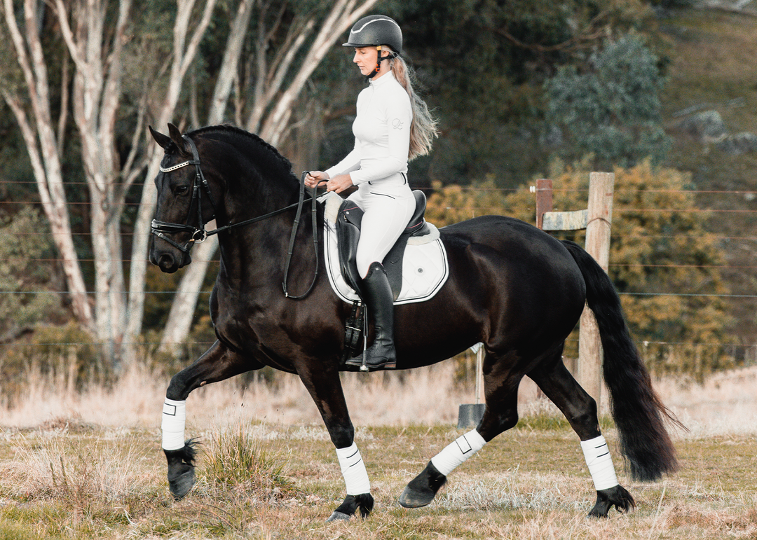 'The Princess' Merino Top Fleece White Competition Saddle Pad - Saddle Pads by Eloquence Equestrian - view 4