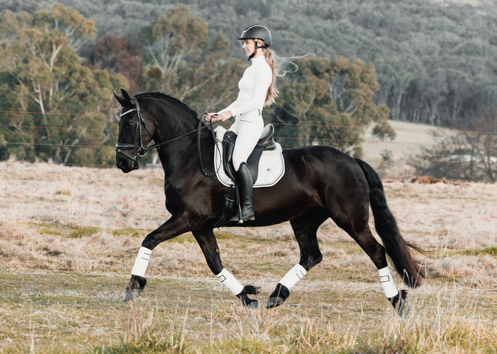 'The Princess' Merino Top Fleece White Competition Saddle Pad - Saddle Pads by Eloquence Equestrian - view 5