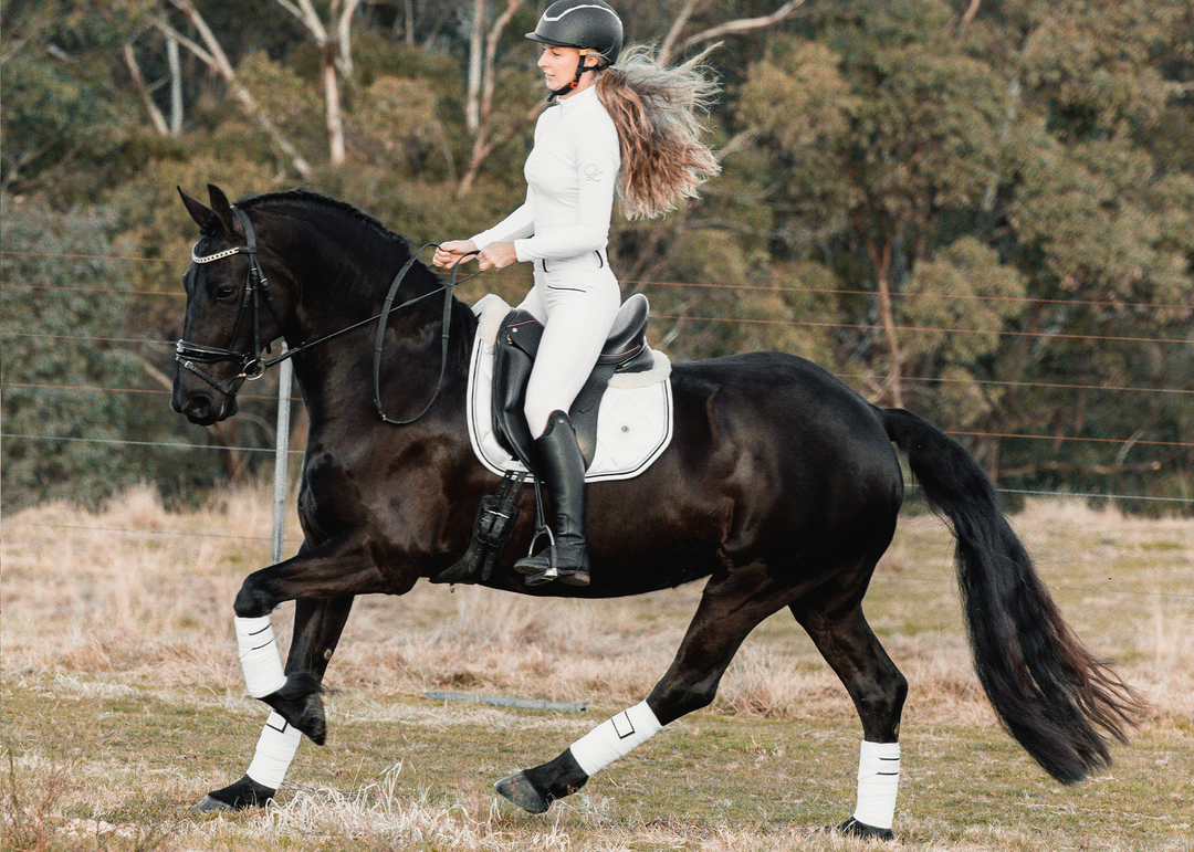'The Princess' Merino Top Fleece White Competition Saddle Pad - Saddle Pads by Eloquence Equestrian - view 6