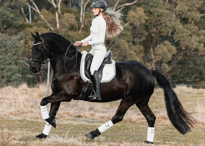 'The Princess' Merino Top Fleece White Competition Saddle Pad - Saddle Pads by Eloquence Equestrian - view 6