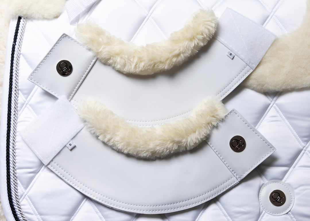 White Faux Fleece/Leather Bell Boots by Eloquence Equestrian - view 5
