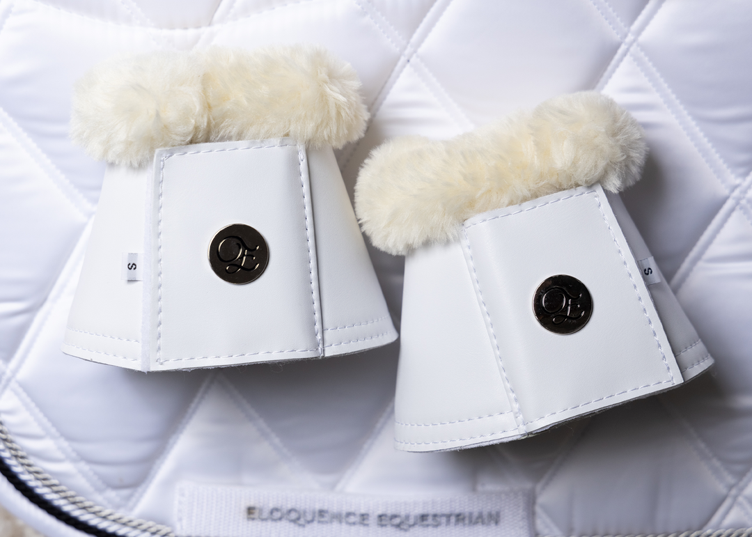 White Faux Fleece/Leather Bell Boots